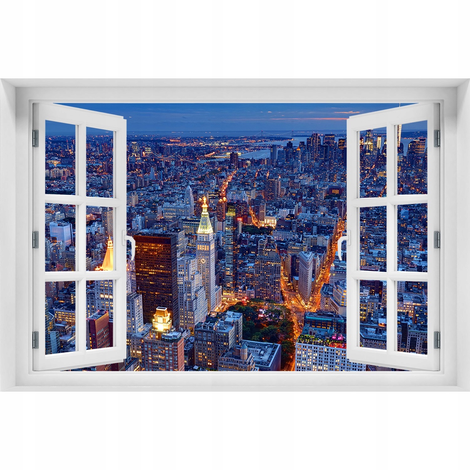 

Naklejka fototapeta 3D Okno Manhattan nocą 150x100