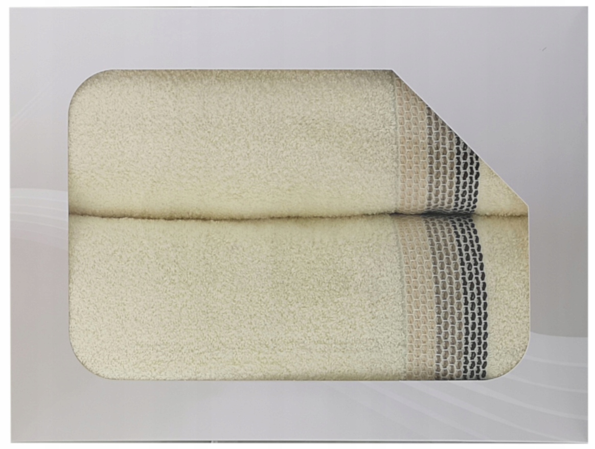 Komplet 2 ręczników Ombre 50x90 70x140 pudełko Frotex Greno kremowy