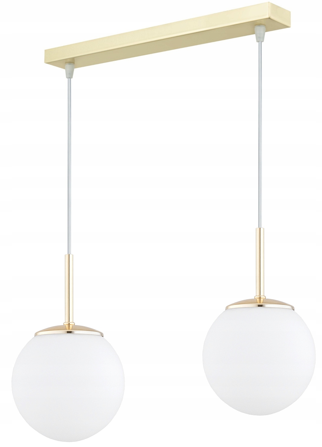 Złota Lampa Wisząca Sufitowa Żyrandol Białe Kule Milo Led E27