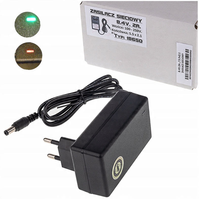 

Ładowarka Sieciowa Zasilacz 8.4V 2A (5.5x2.1)