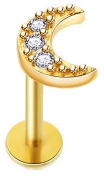 Labret Kolczyk do Ucha Księżyc SS316L 1,2/8
