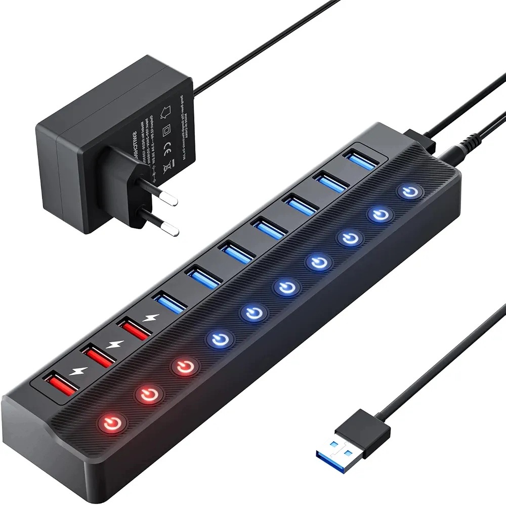 Ziumier Aktivní Rozbočovač Usb 3.0 10 Portů 36 W Napájecí Zdroj 12 V/3 A