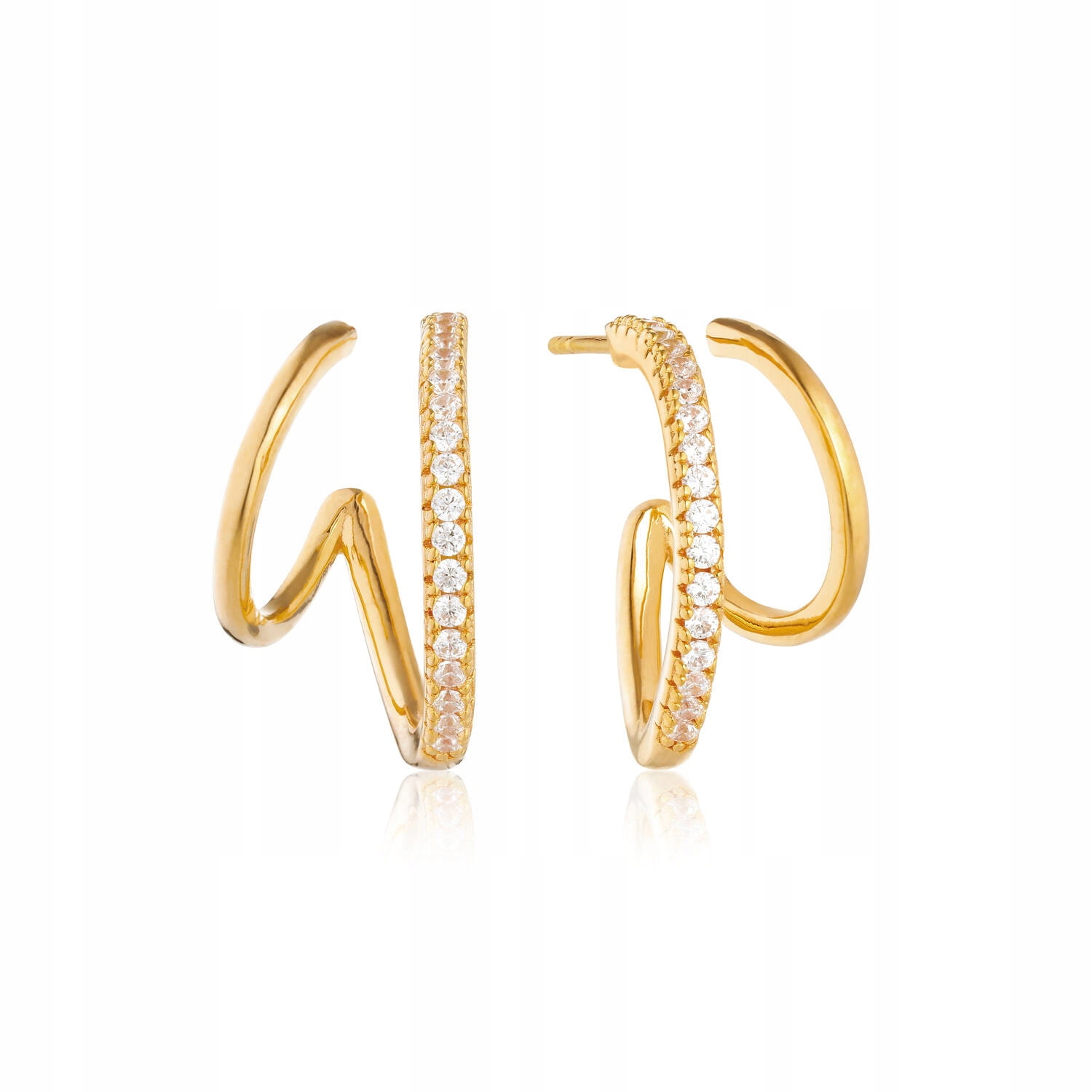 Náušnice pozlacené Sif Jakobs Ellera Due Grande bílá zirkon barva