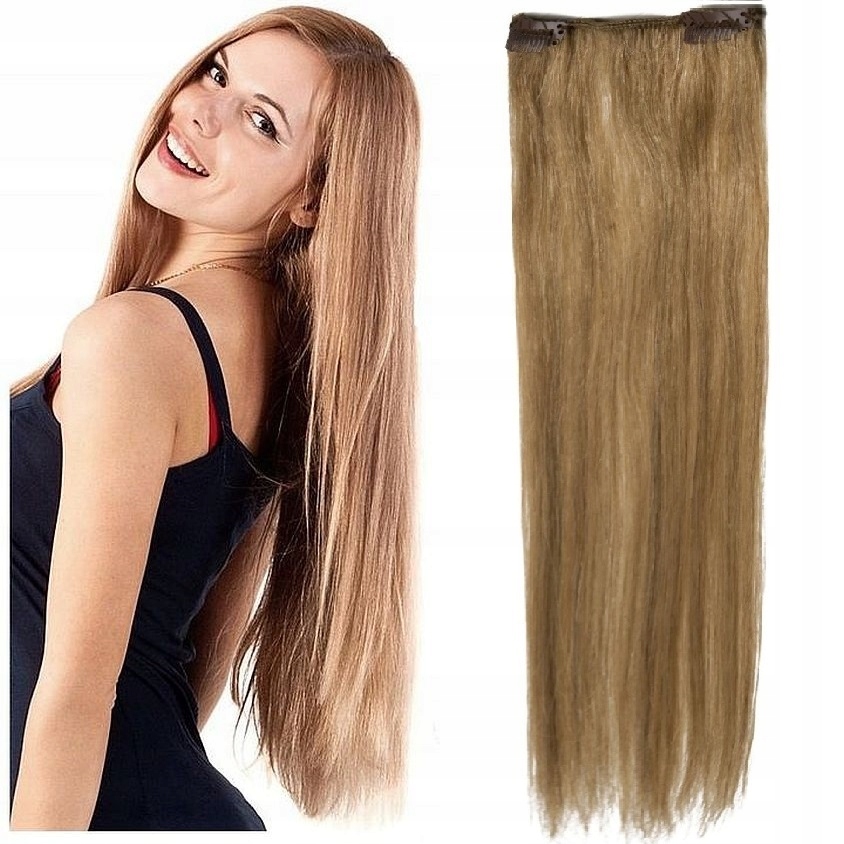 Clip-in Příčesek Do Vlasů 100% Přírodní Páska Dopinka 50 CM teplá blond 14