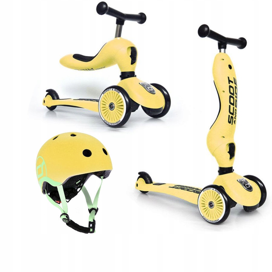 Zestaw Scootandride Highwaykick 1 Jeździk, hulajnoga 2w1 Kask Xxs-s Lemon