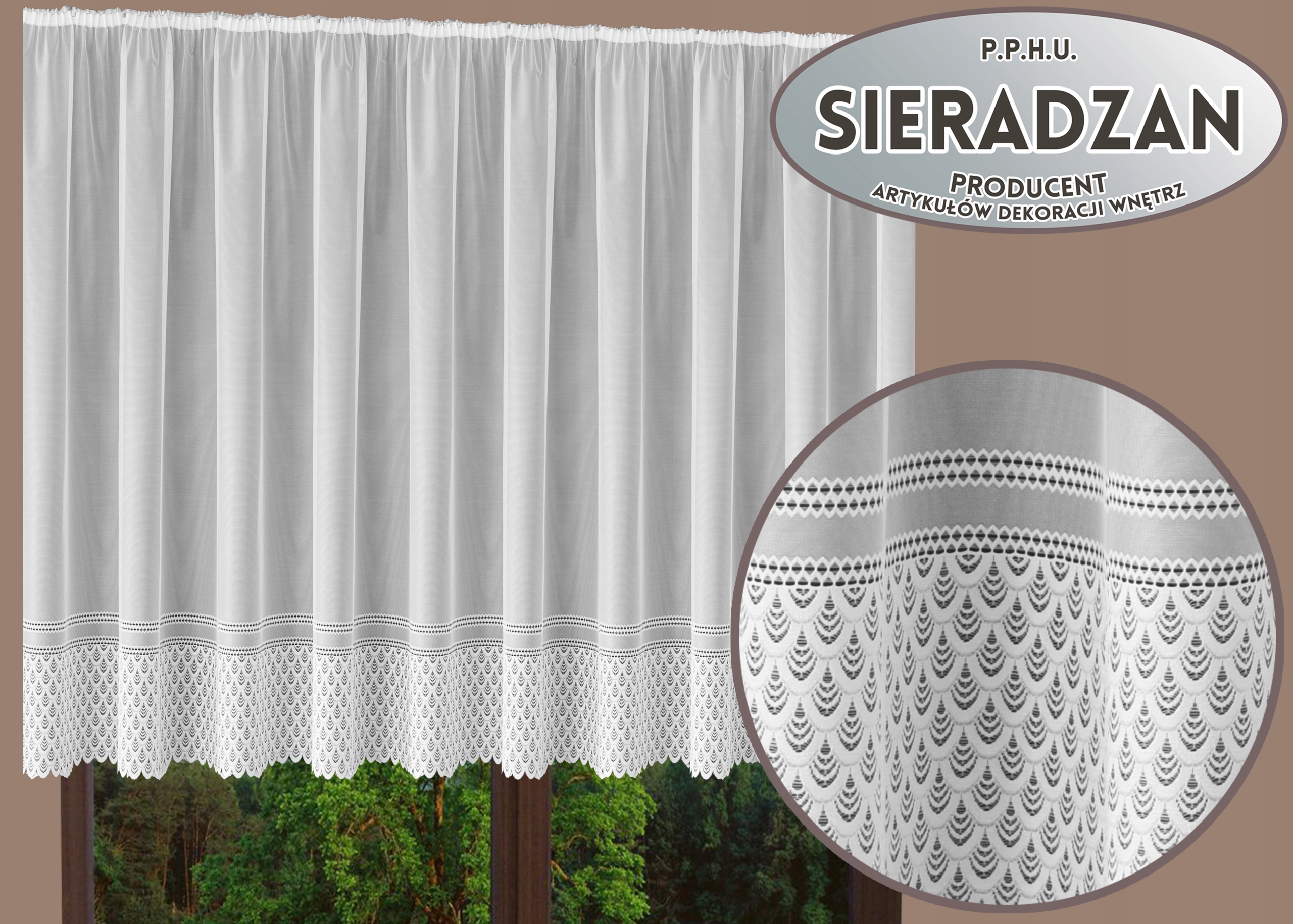 FIRANA GOTOWA ŻAKARDOWA 160 X 500 Z TAŚMĄ HAFT 77 Wysokość produktu 160 cm