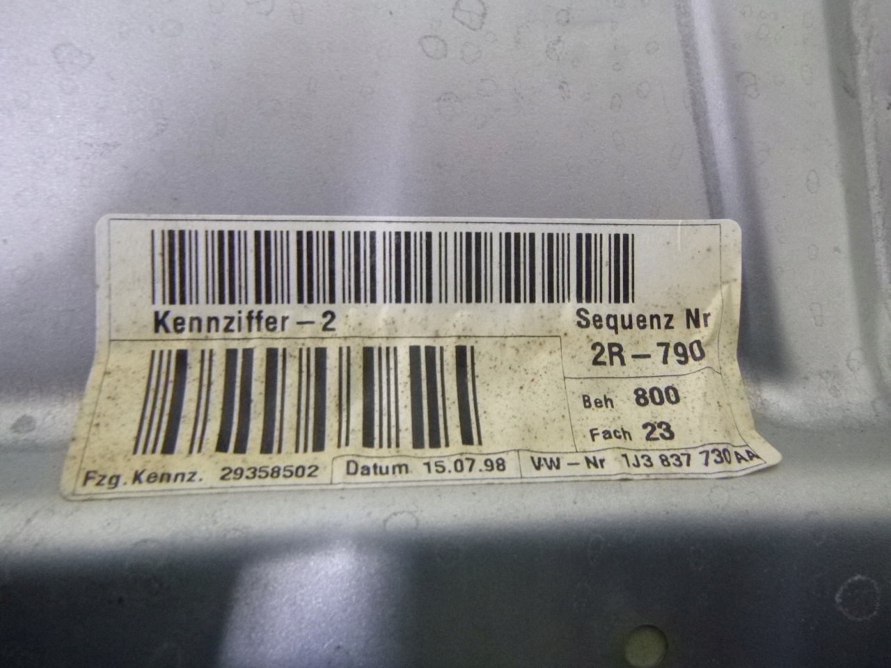 MÉCANISME VITRE AVANT DROITE VW GOLF IV 1J3837730AA
