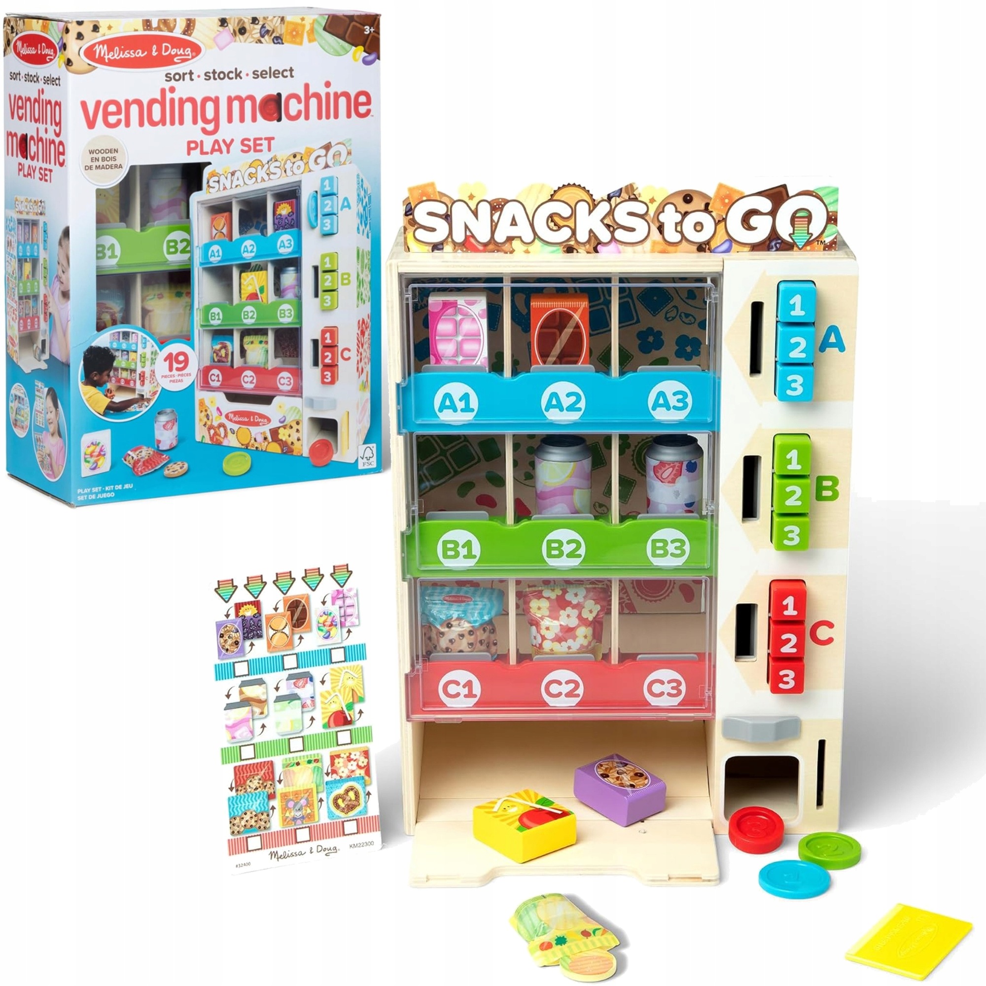 Drewniany Automat Z Przekąskami Snack To Go Sklepik Zabawka Odgrywanie Ról