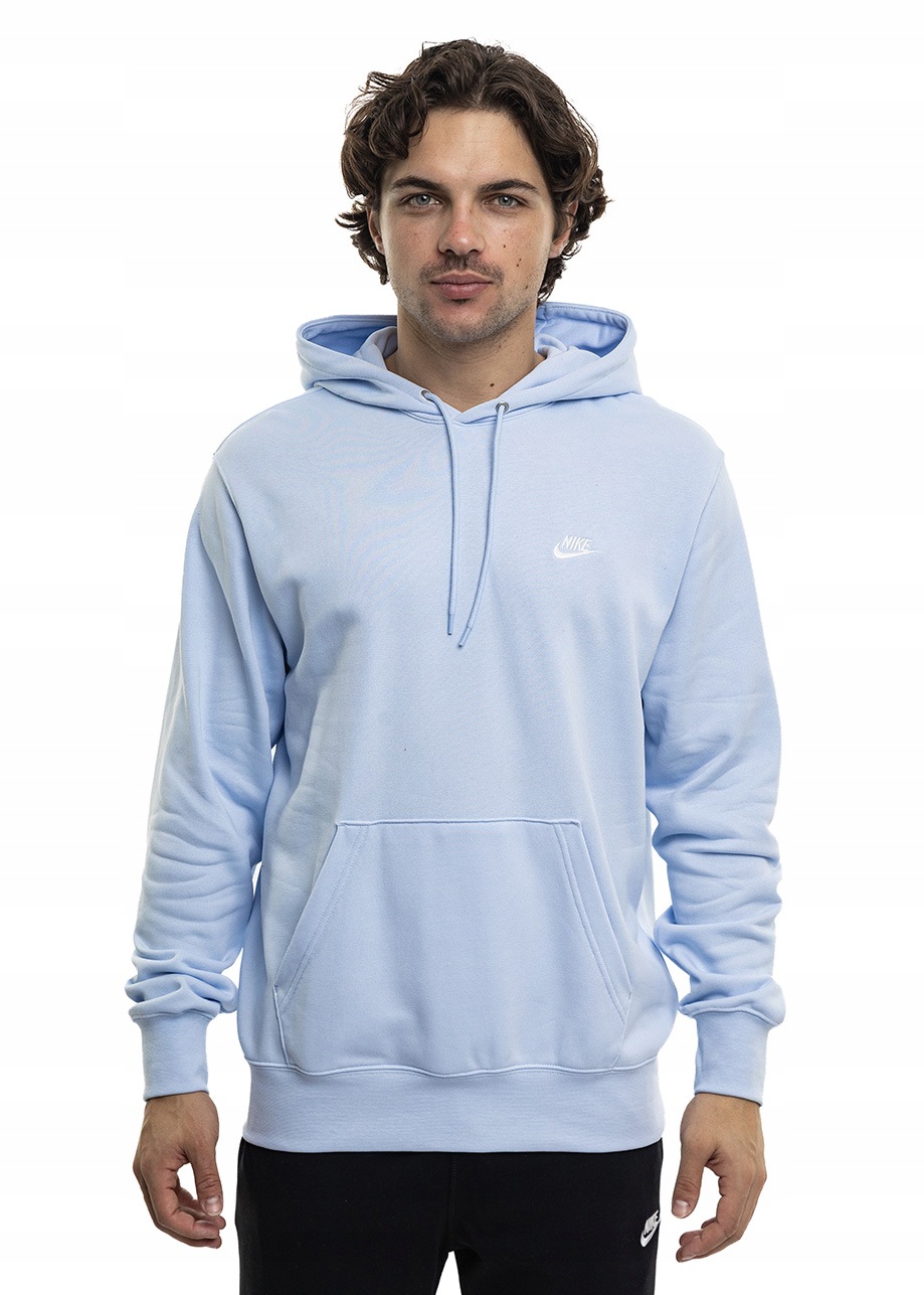 Pánská Mikina Nike Club Ft s kapucí, bavlněná mikina s kapucí, modrá vel. XL