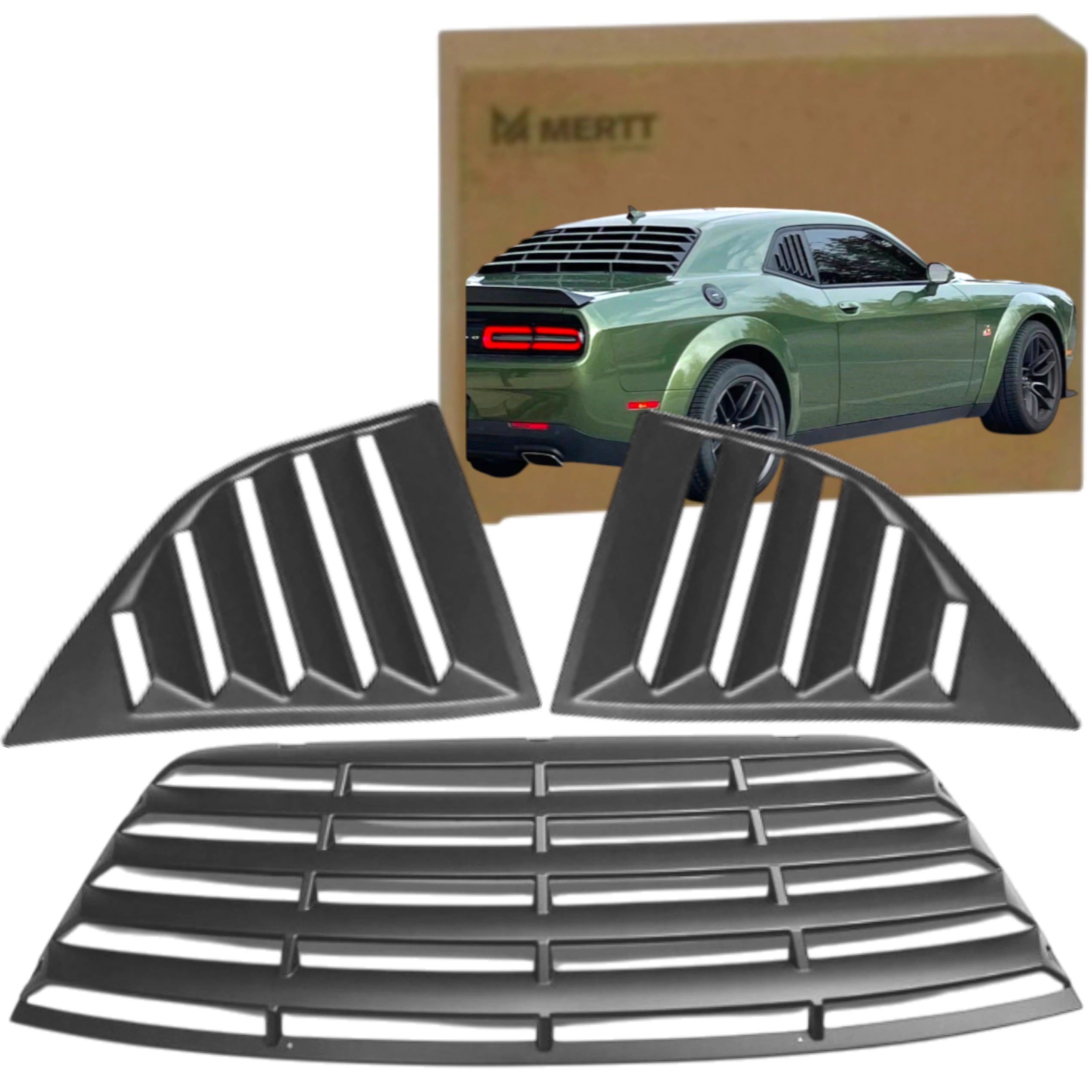 Žaluzie na zadní sklo skřítka Černá Matná černá Dodge Challenger 2008-2022