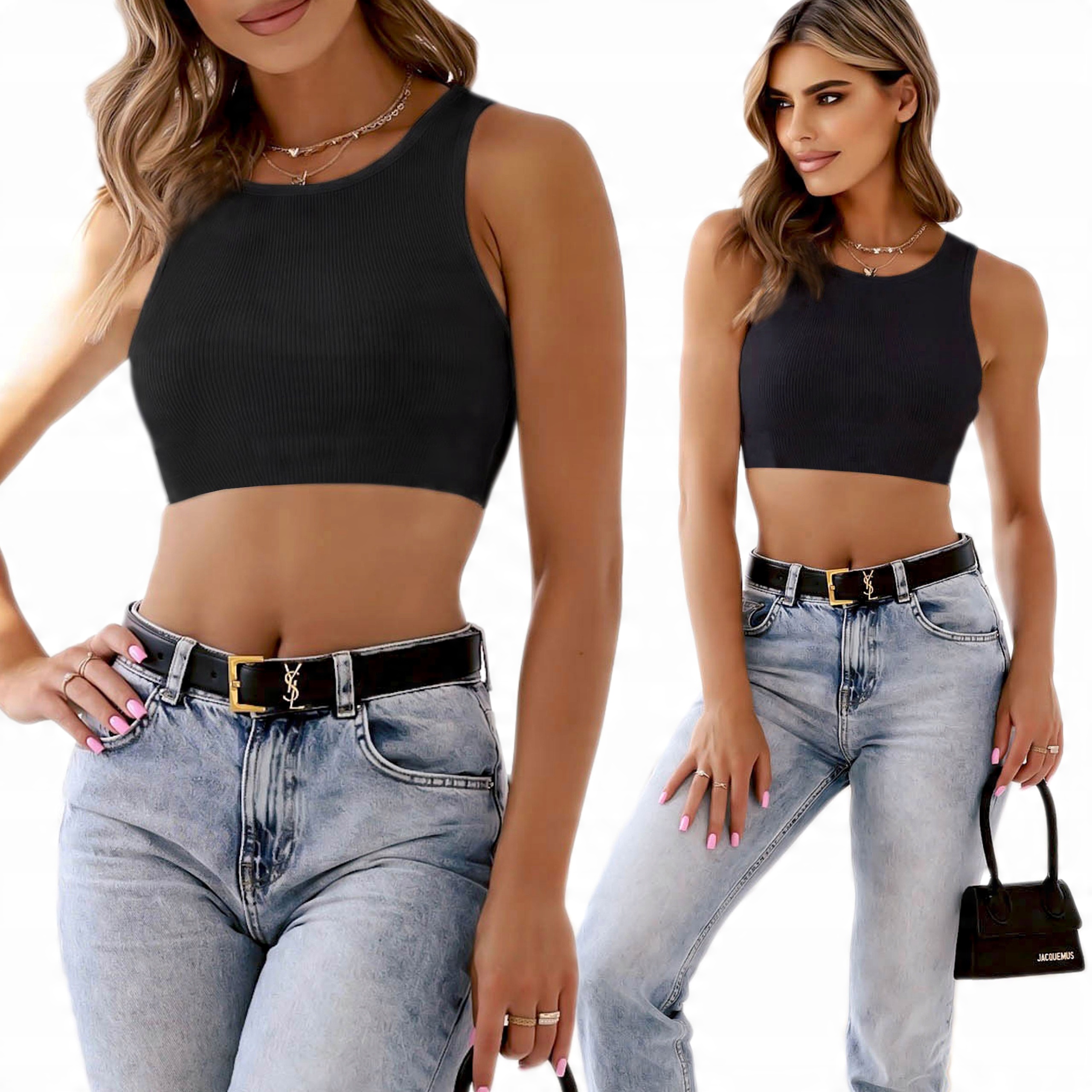 

Bluzka Crop Top Prążkowany Bawełna S/m