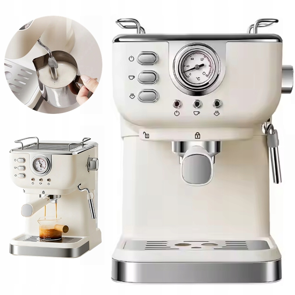 Tlakový Kávovar Kolbový Poloautomatický 20 Barů Napěňovač mléka