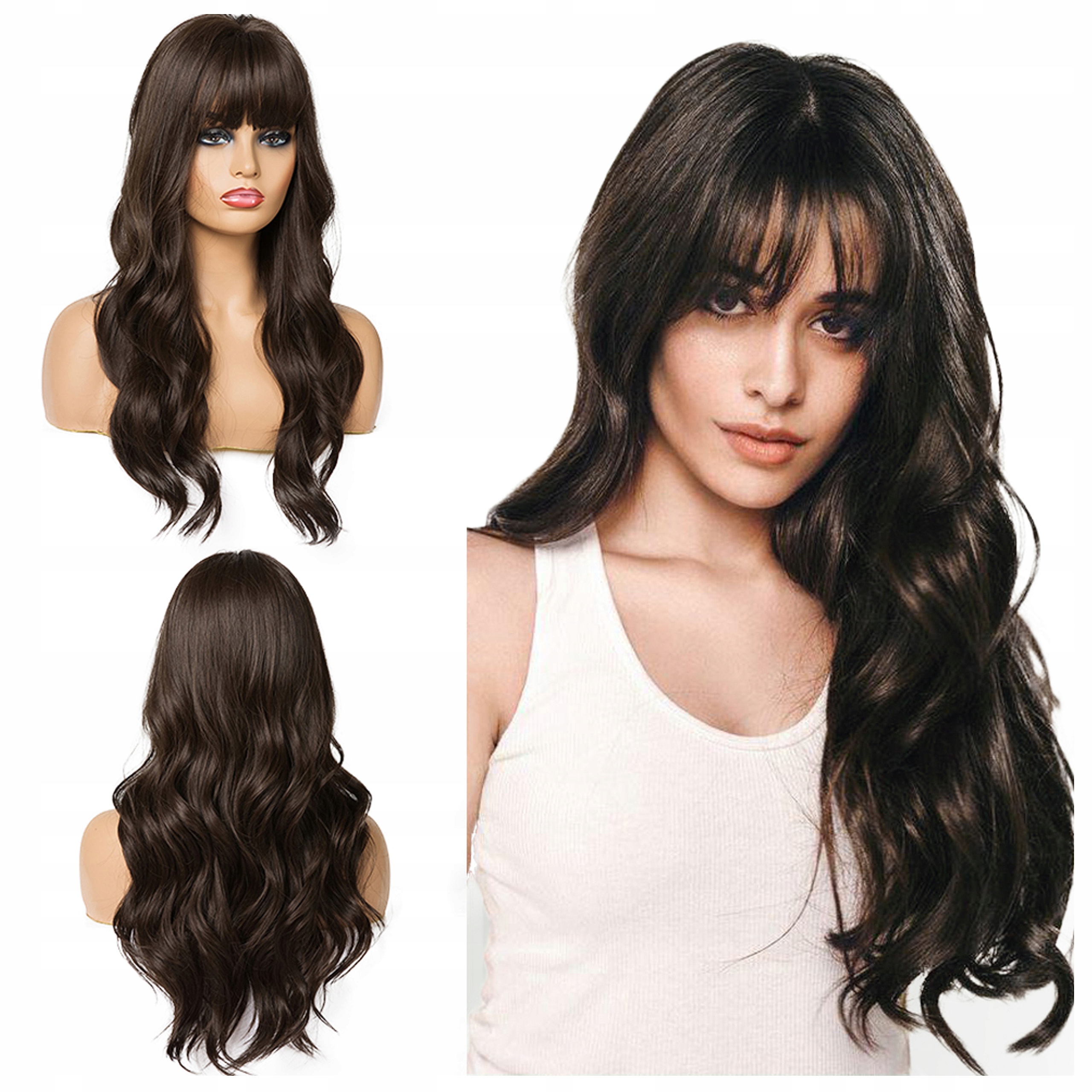 

Peruka włosy Jak Naturalne Grzywka czekolada brąz