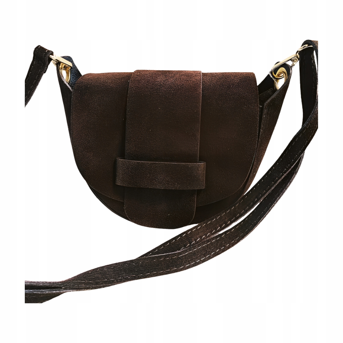 Laura Biaggi malá kabelka přes rameno semišová hnědá s klopou