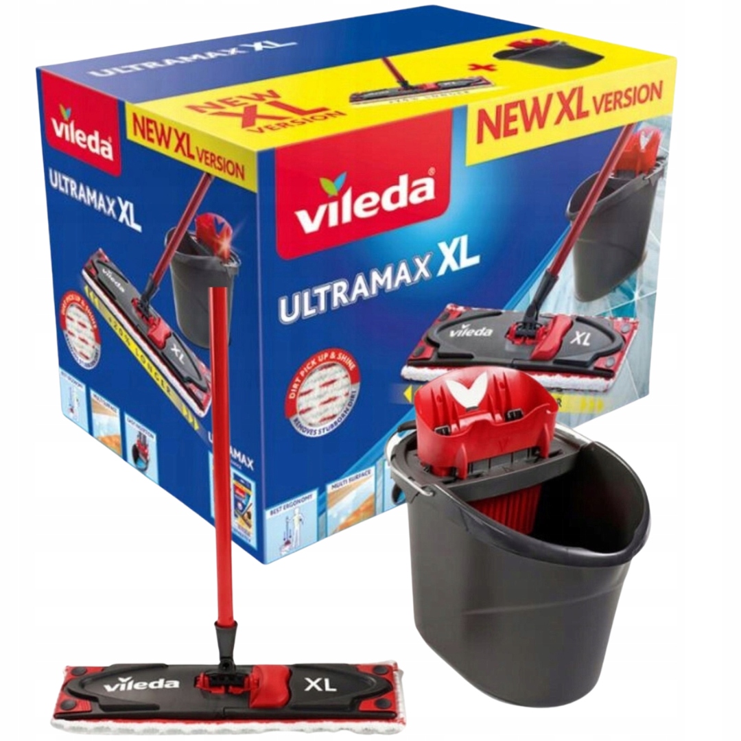 Mop Vileda Ultramax XL Płaski Zestaw Z Wiadrem I Wyciskaczem 42CM Box XL