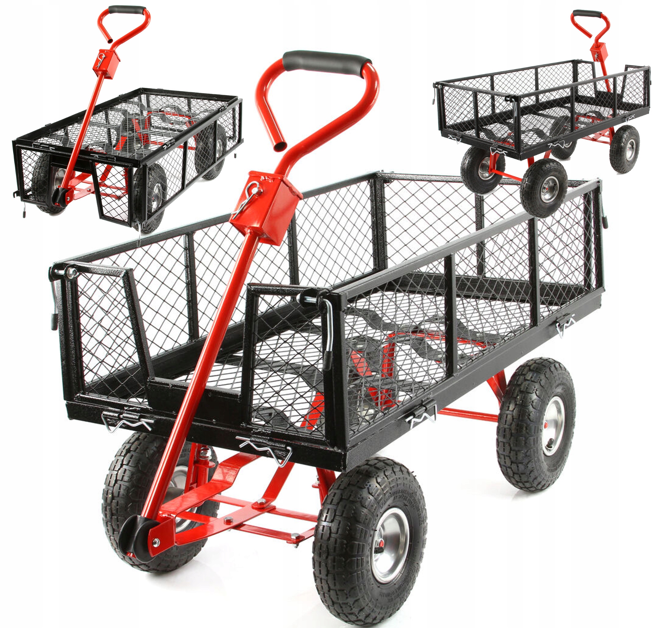 WÓZEK OGRODOWY TURYSTYCZNY 400KG SKŁADANE BURTY UCHWYT HAK RĄCZKA M85261