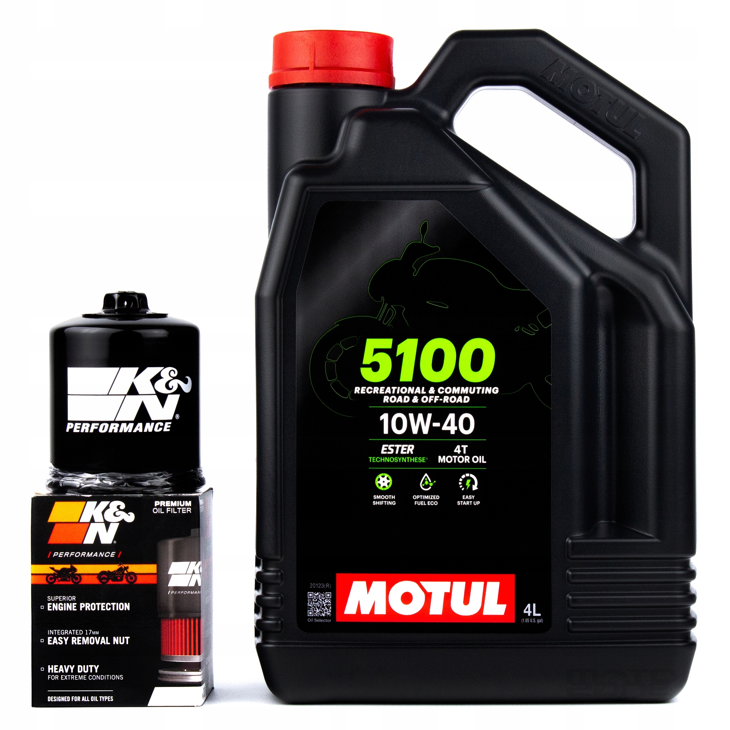 Olej silnikowy Motul 5100 10W40 4T 4l MA2 filtr oleju K&n Kn 138