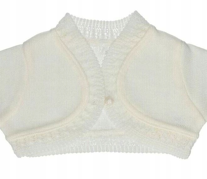 

Ecri ecru bolerko sweterek z falbanką 62cm Chrzest