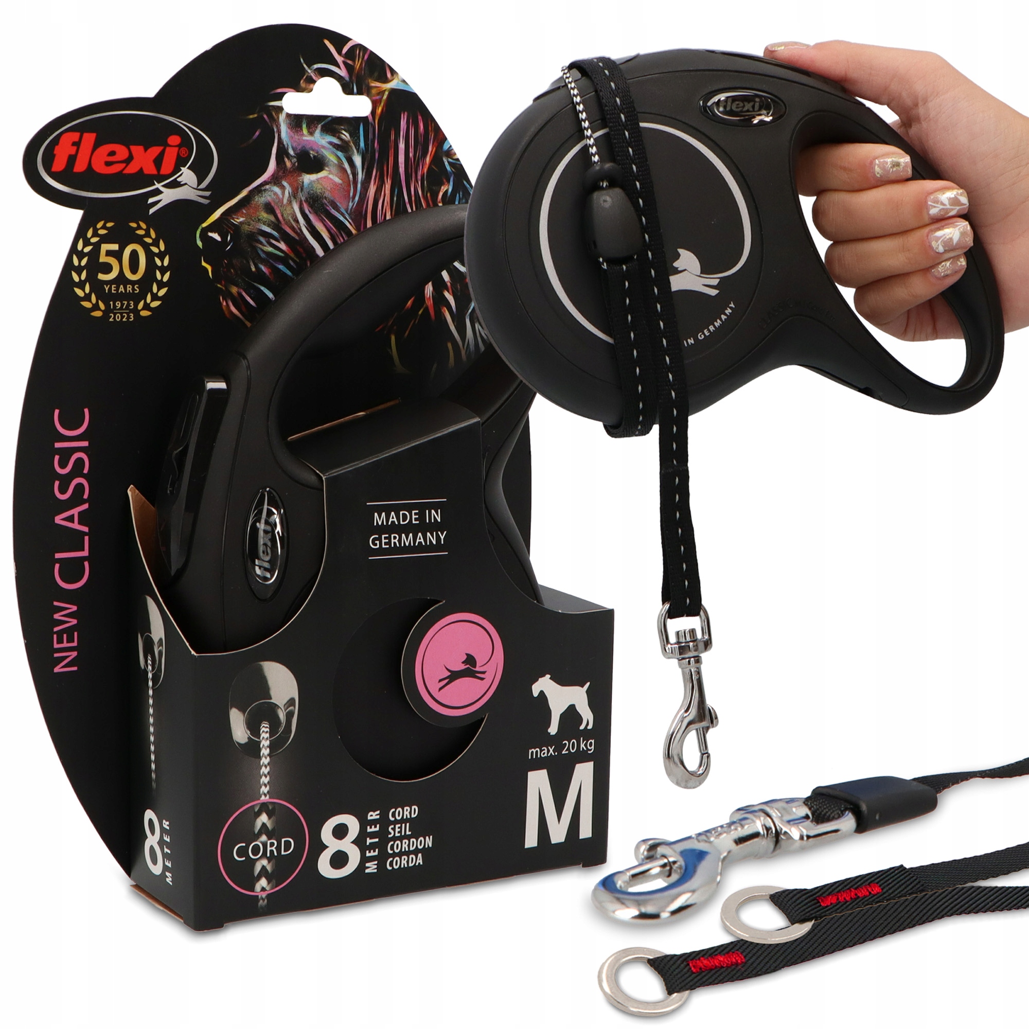 Levně Vodítko Automatická Psa M 20kg 8 m Navíjecí lanko Roztahovací Odolná Délka 3O