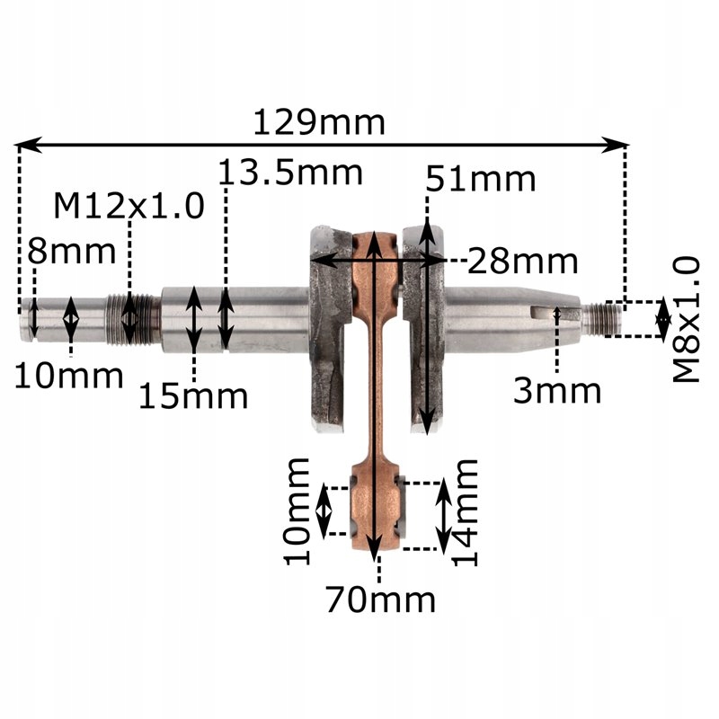 FŐTENGELY + csapágyak STIHL 017 018 MS170 MS180 csapszeg 10 mm helyettesítő Márka márkanév nélkül