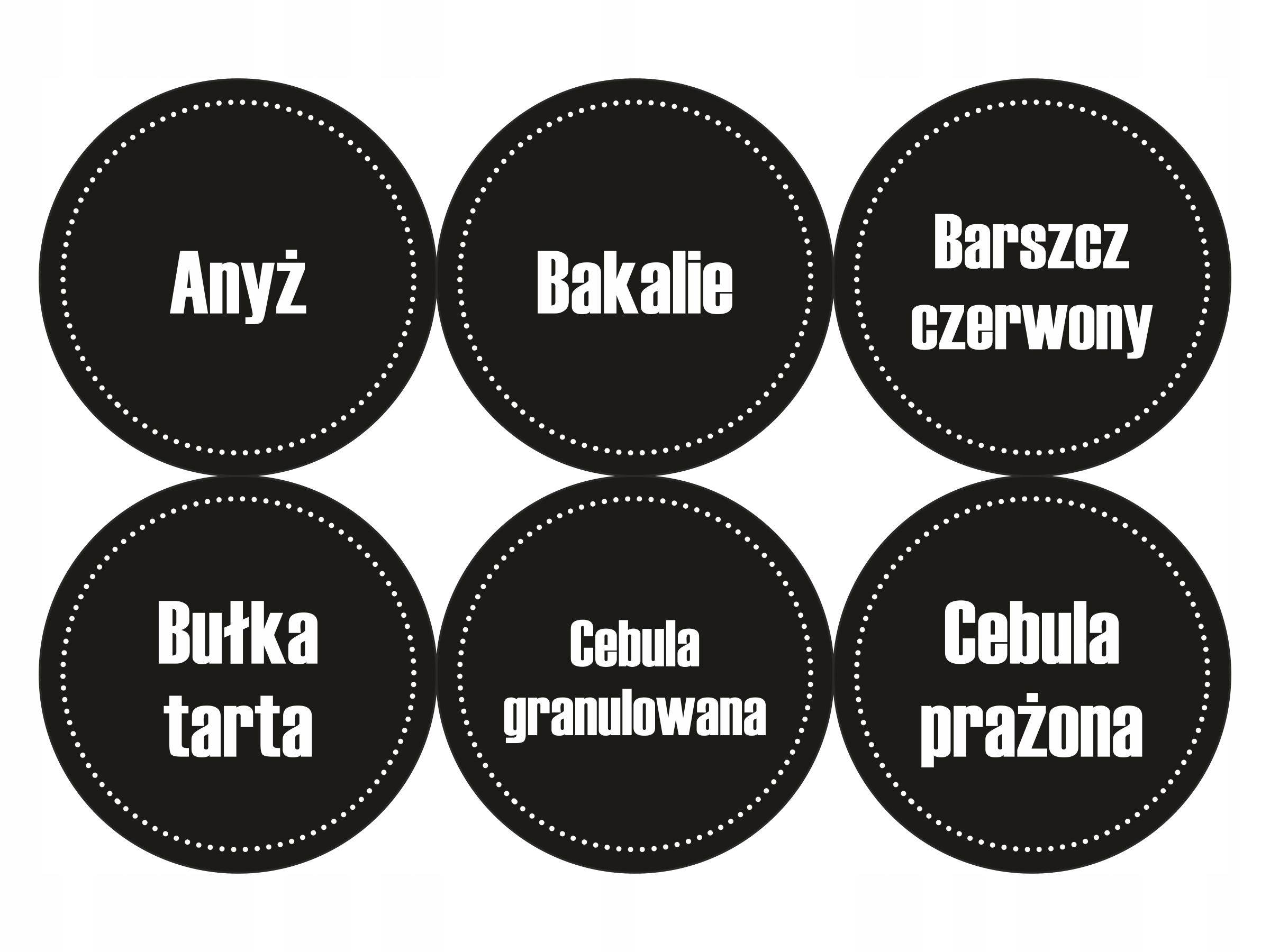 

Naklejki Etykiety Na Przyprawy 192szt Duże fi49mm