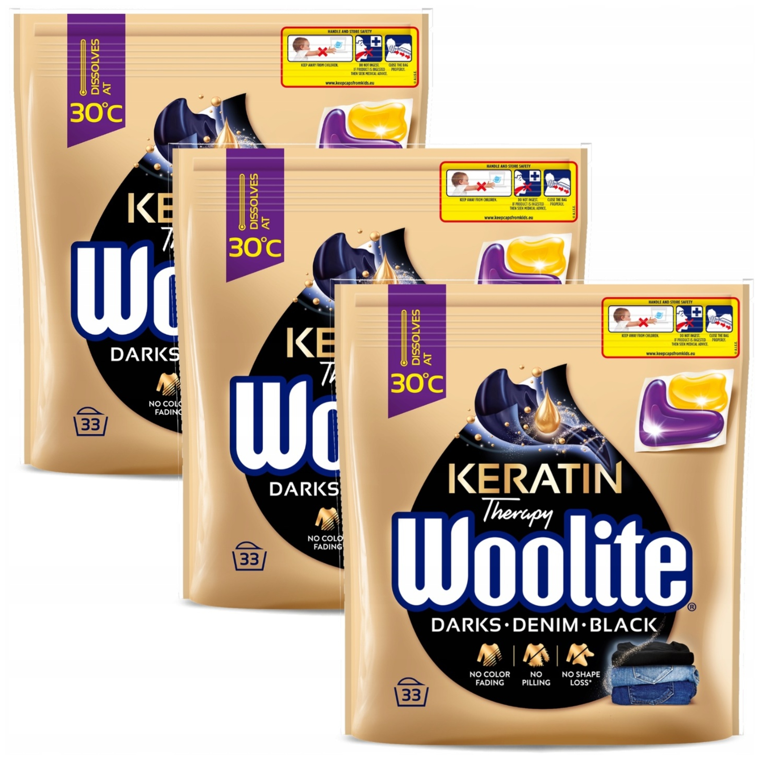 Woolite Zestaw Kapsułki Do Prania Czarnego Czerni Z Keratyną 3X33 =99 Sztuk