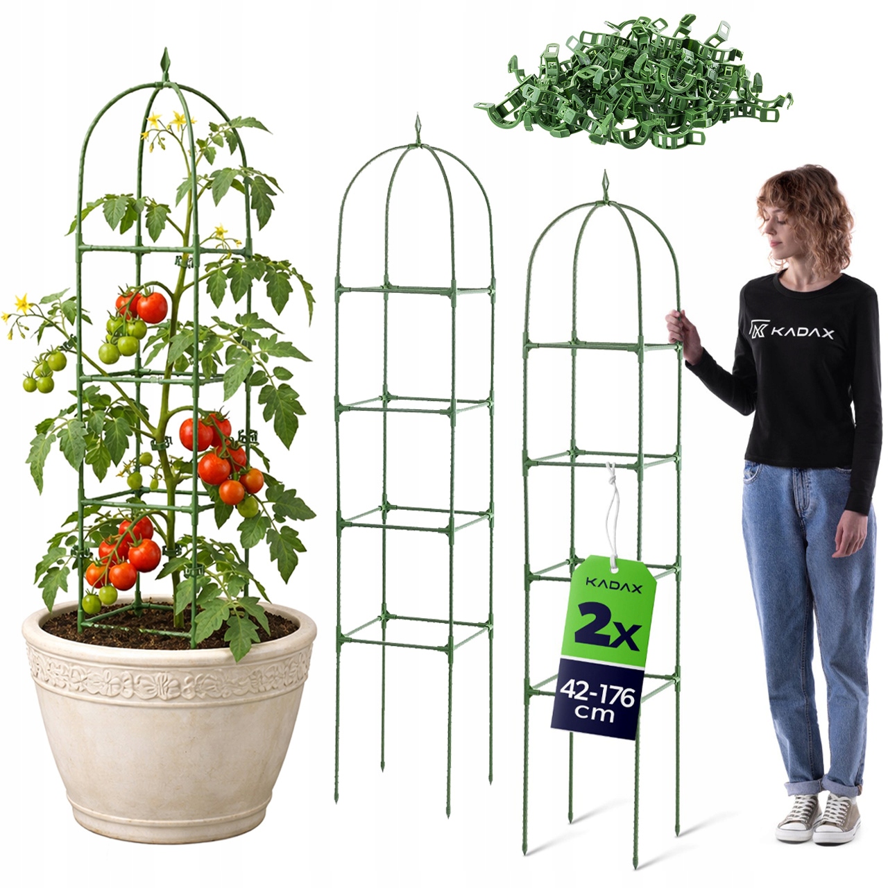 2 SZT PODPORA DO ROŚLIN 176 cm KWIATÓW PNĄCYCH POMIDORÓW METALOWA PERGOLA