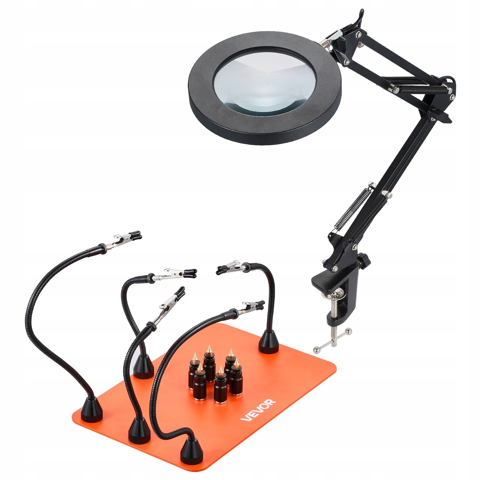 VEVOR Stacja Lutownicza 8W Z 3-Krotną Lupą LED 5 Ramion I 6 Uchwyty PCB