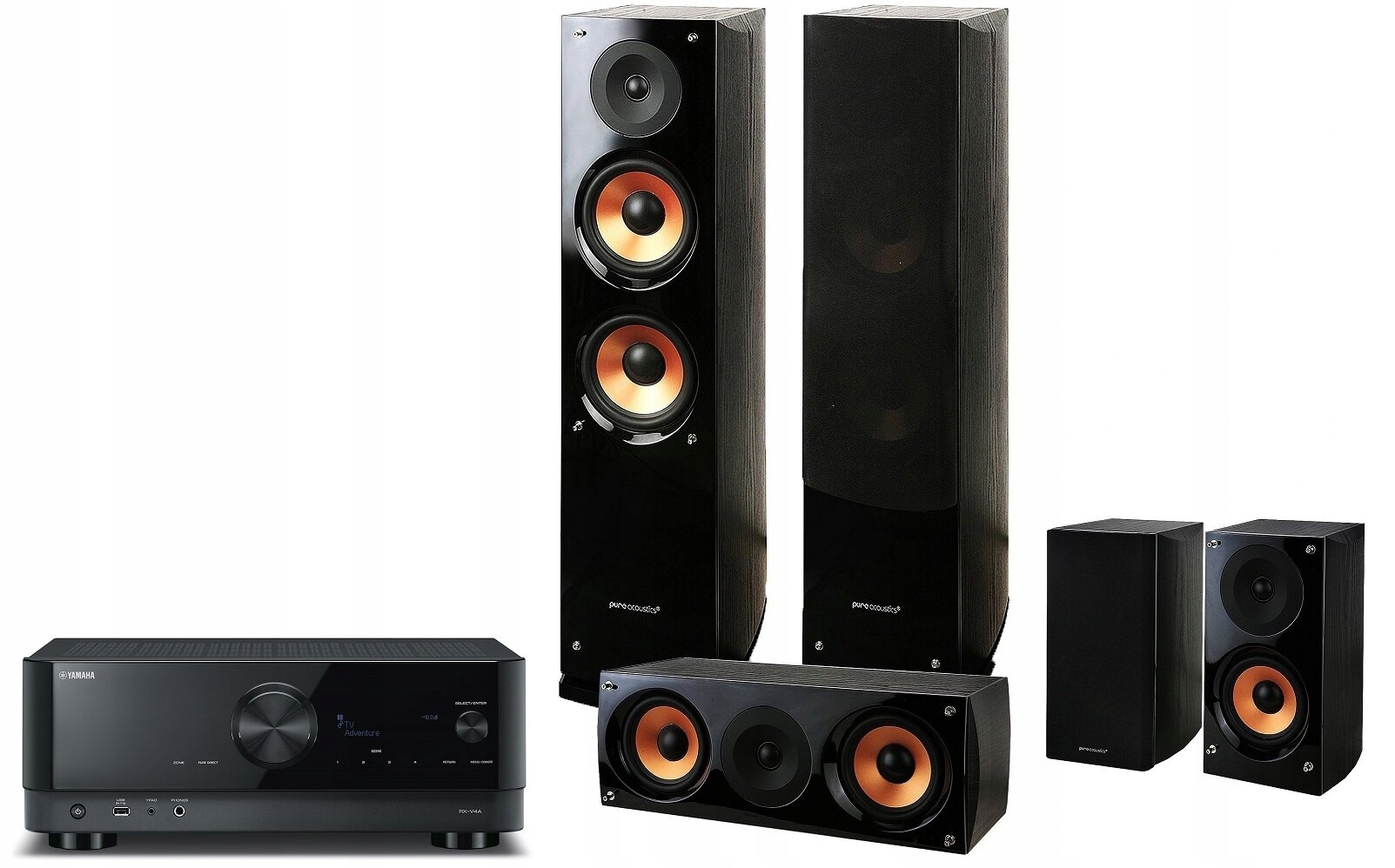 Amplituner YAMAHA RX-V4A + PURE ACOUSTICS Nova 6 Czarny Marka Yamaha