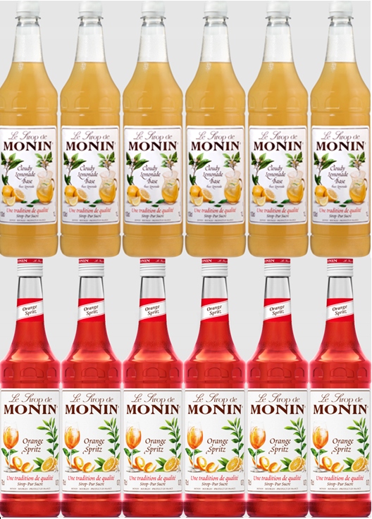 6x Syrop Cloudy Monin baza, 6x Orangr Spritz Monin