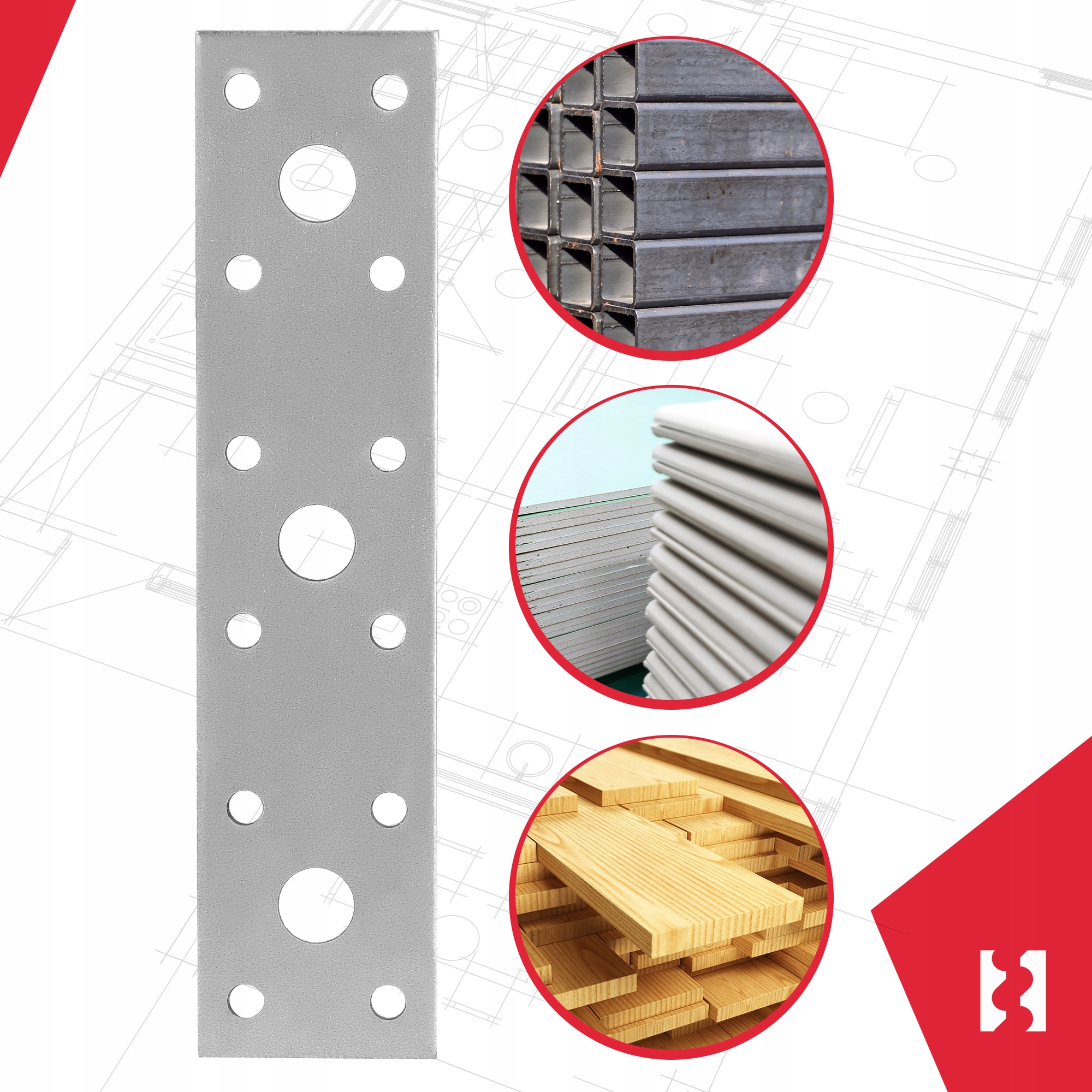 PŁYTKA PERFOROWANA ŁĄCZNIK CIESIELSKI PŁASKI OCYNKOWANY 150x35MM PŁASKOWNIK Długość (cm) 15