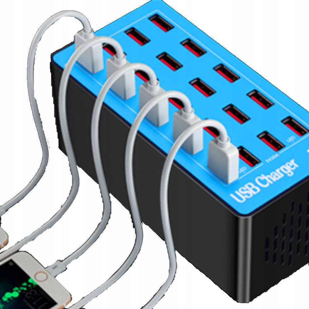 Přenosná 20-PORTOVÁ Nabíječka Usb Nabíjecí Stanice 100W 20A 5V