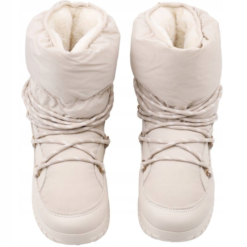 ŚNIEGOWCE DAMSKIE OCIEPLANE BOTKI NA PLATFORMIE BUTY ZIMOWE BEŻOWE CIEPŁE Marka inna