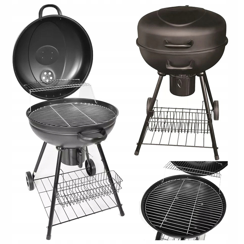 Grill Węglowy Ogrodowy Przenośny Z Popielnikiem Hecht Merida Półki Kółka