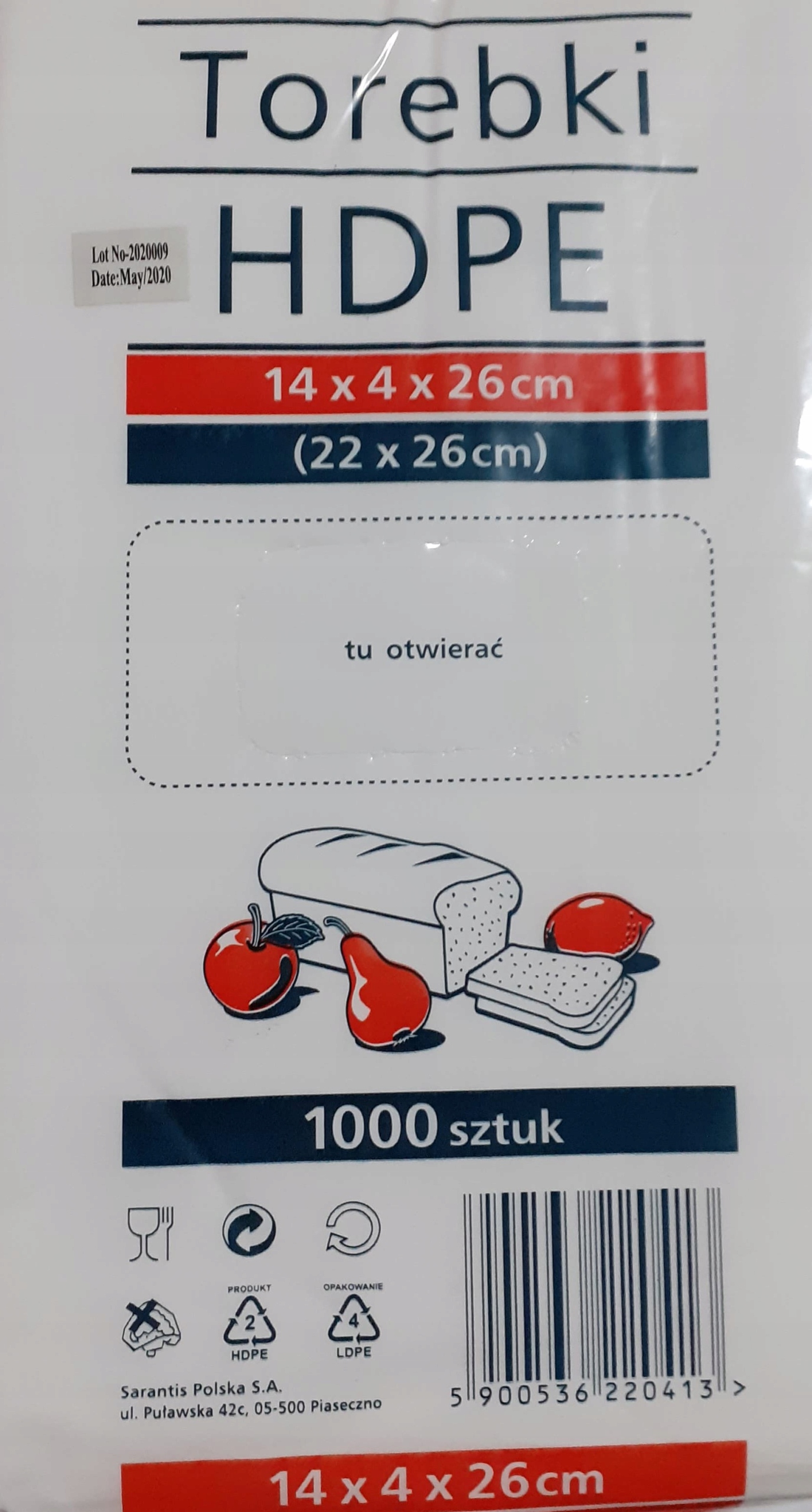 

Torebki Hdpe 14x4x26 Sarantis 1000 szt.