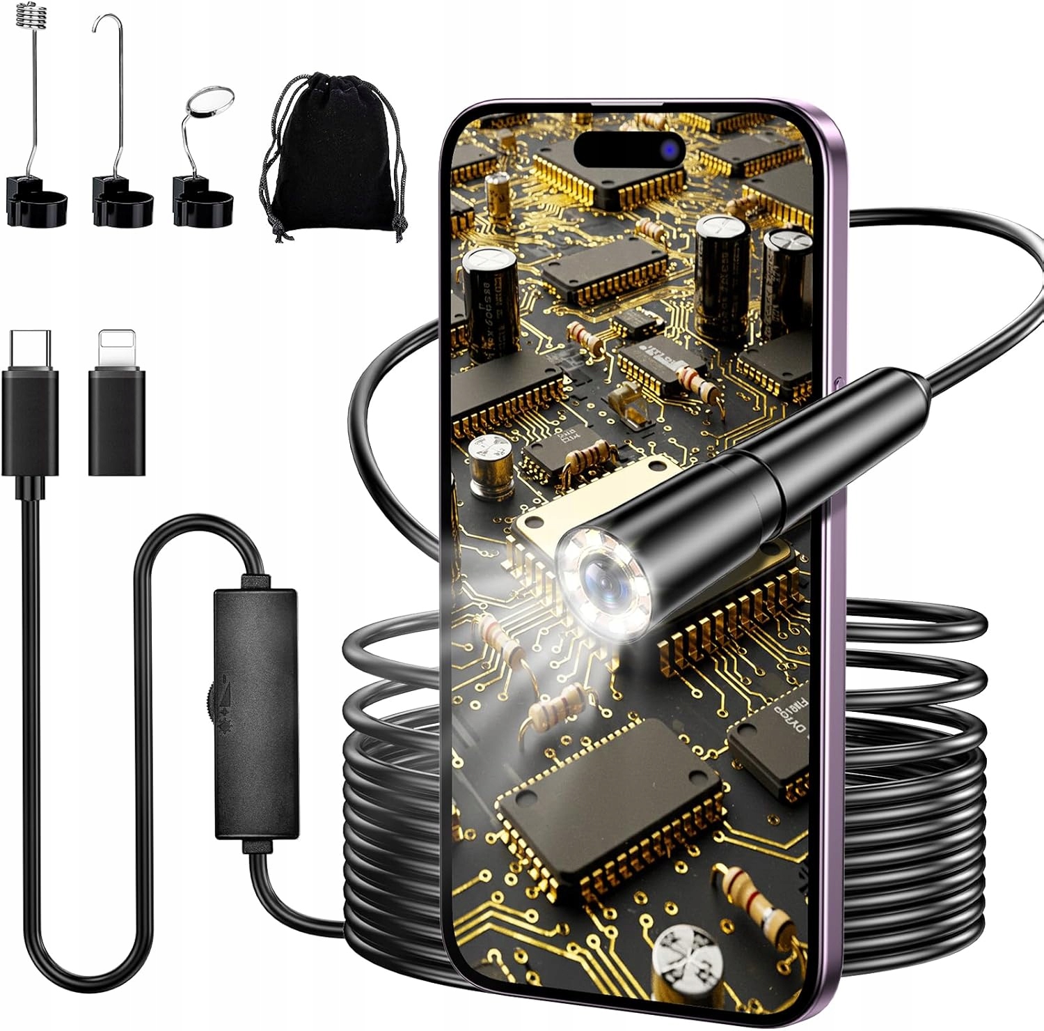 Endoskopická Kamera 5 M 1920P Pro Telefon IP67