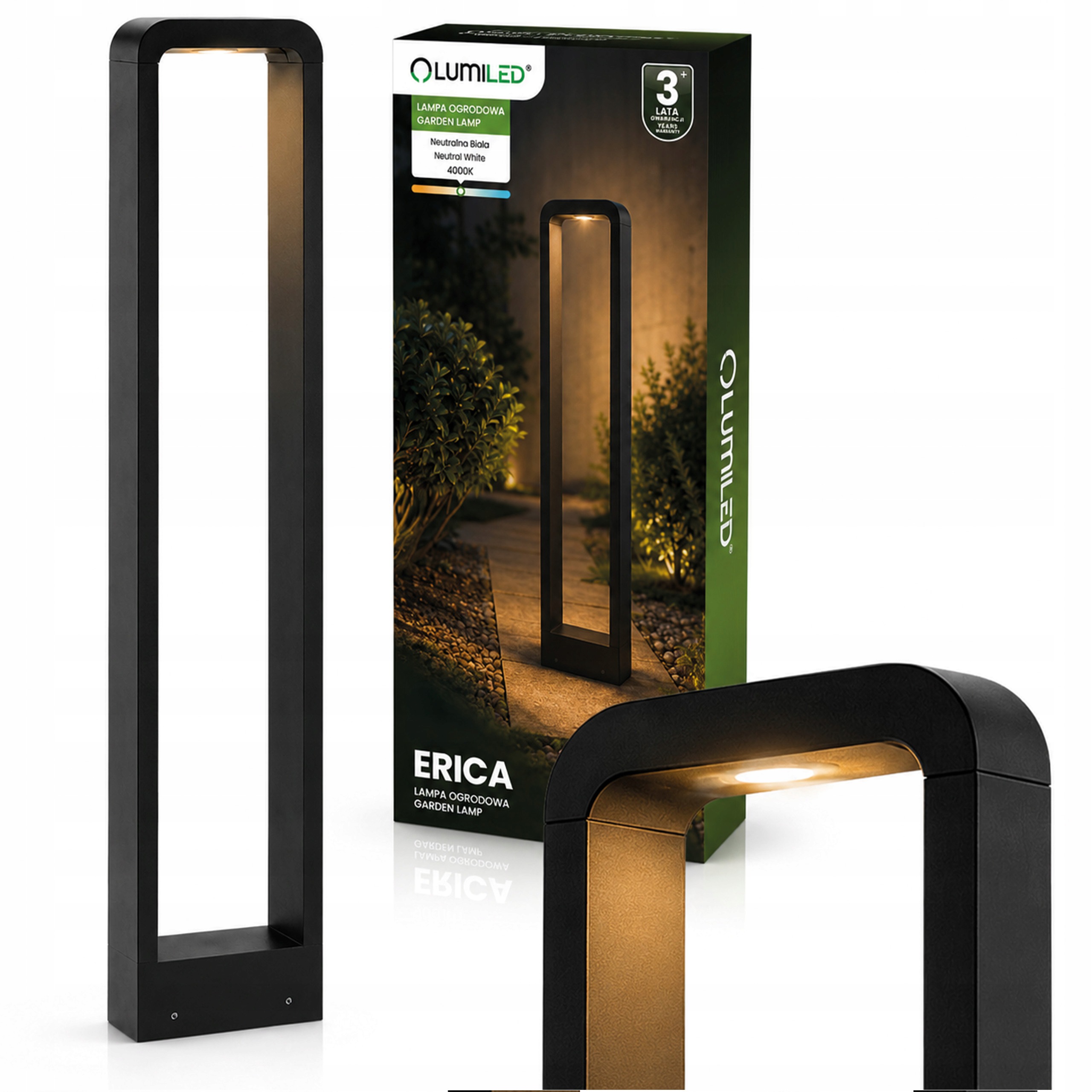 Lampa Led Ogrodowa 80 cm 10W 700lm Zewnętrzna Słupek Stojąca 4000K Czarn
