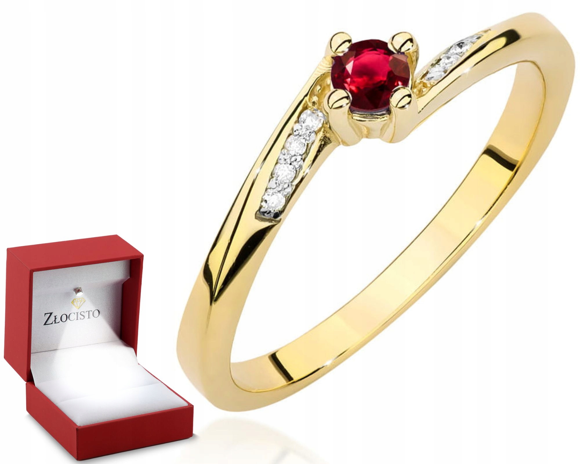 Zlatý Prstýnek Rubín Žluté Zlato Gravírování 585 Dárek