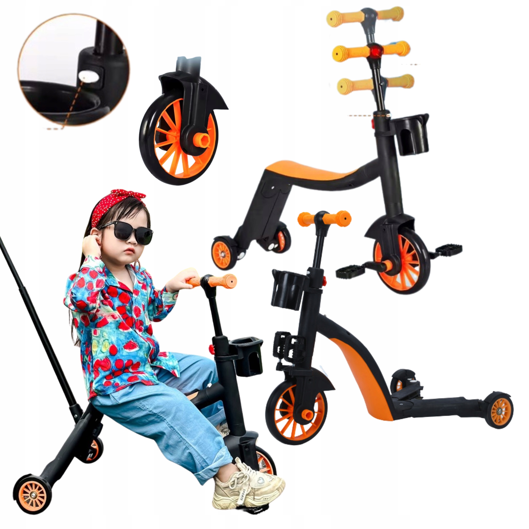 Hulajnoga balansowa Rowerek trójkolowy Biegowy Jeździk Pchacz 8W1