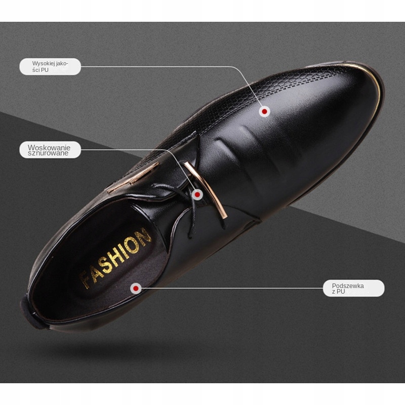 WYGODNE ELEGANCKIE MĘSKIE WIZYTOWE BUTY SKORZANE CASUAL R.43 Kod producenta LISIKUK-PL-6966