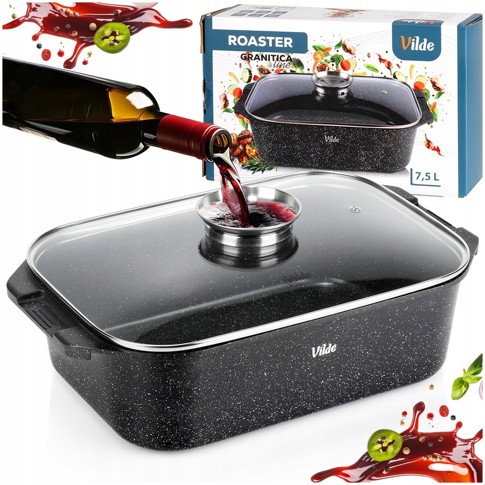 Pekáč Granitový pekáč hrnec víko na pečení trouby 7,5 l