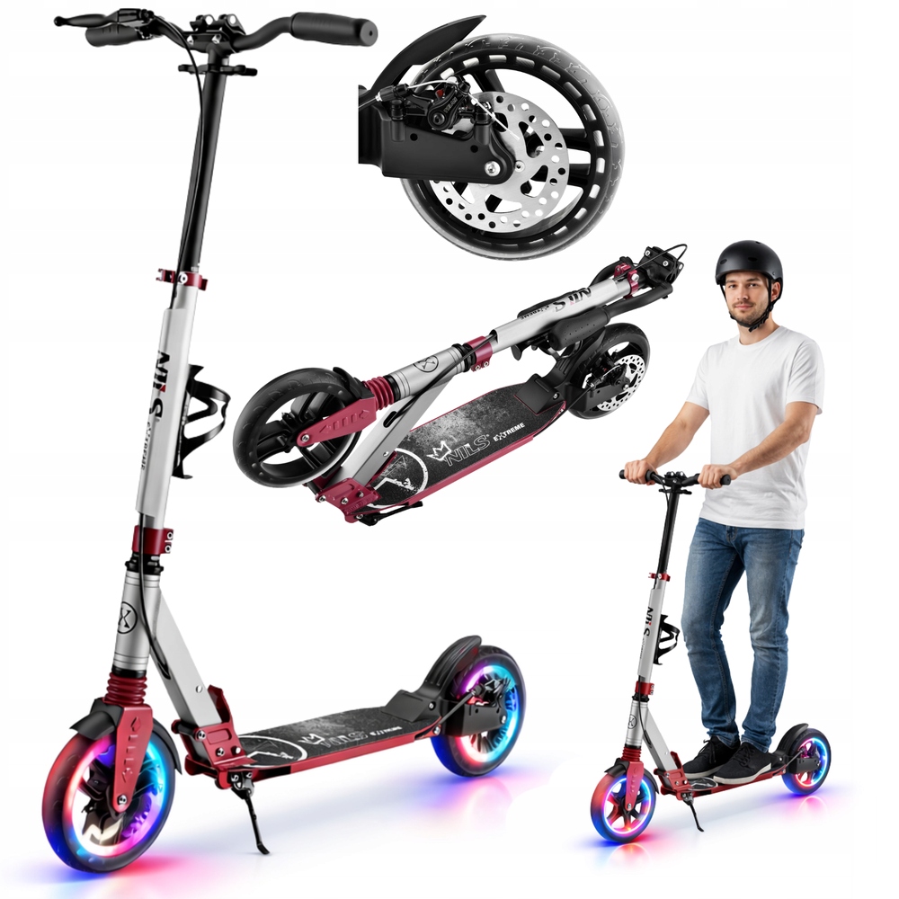 Hulajnoga Klasyczna Młodzieżowa Koła 200 mm Led Z Hamulcem Tarczowym Nils