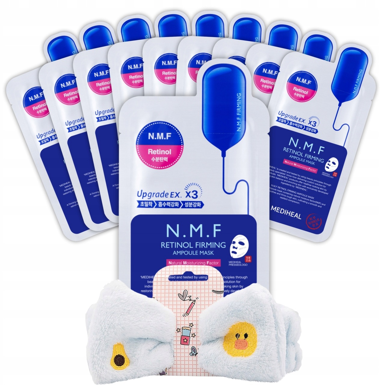 N.M.F Retinol Firming Ampoule Mask — maska ujędrniająca — zestaw z opaską