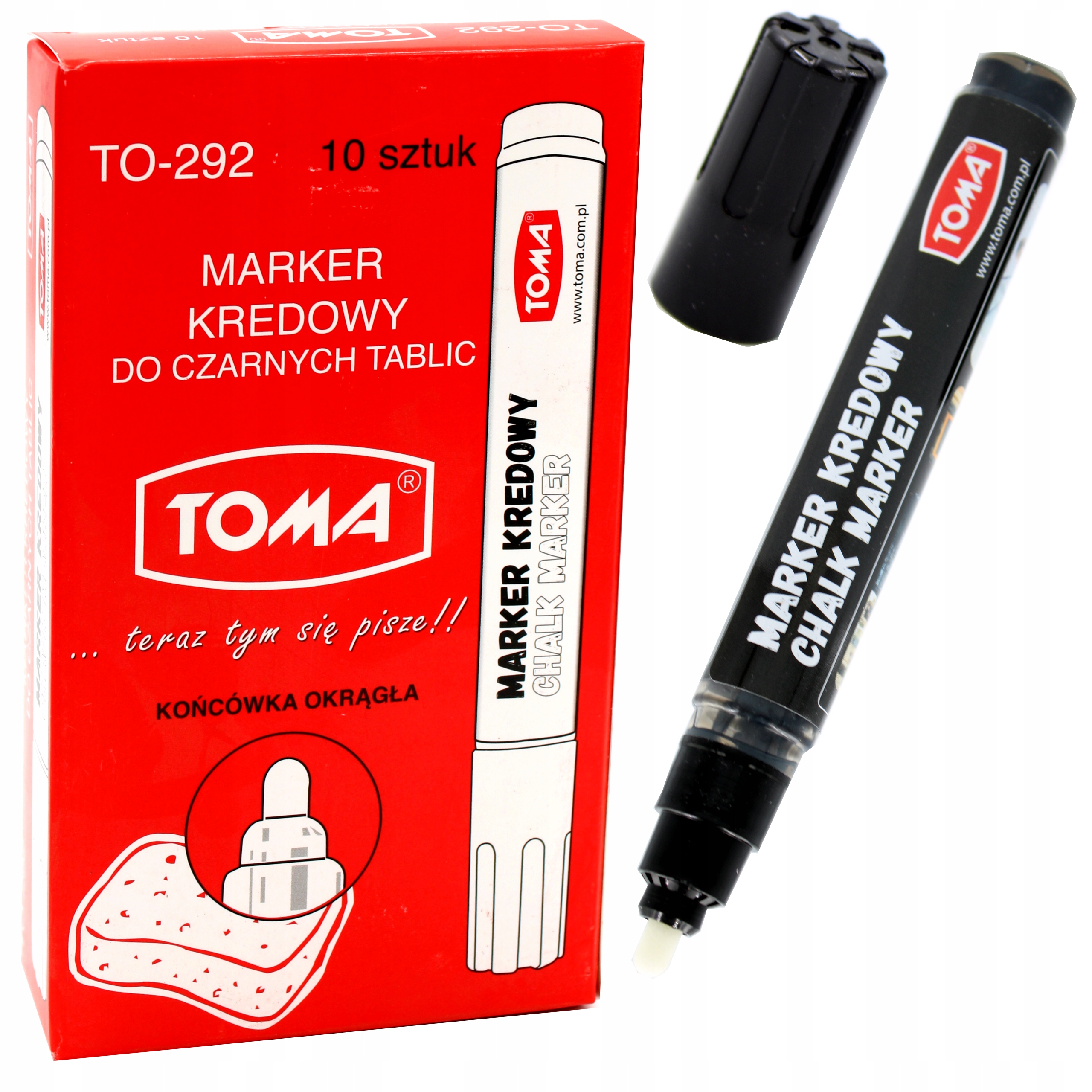Marker kredowy TOMA czarny potykaczy szyb 10 sztuk
