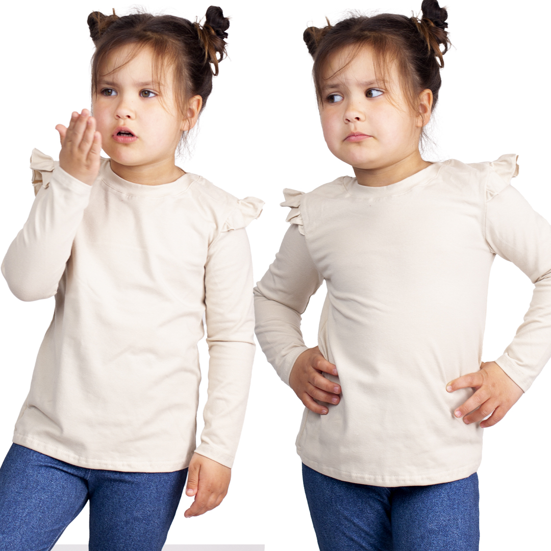 

Bluzka długi rękaw z falbanką - 116 Cappuccino