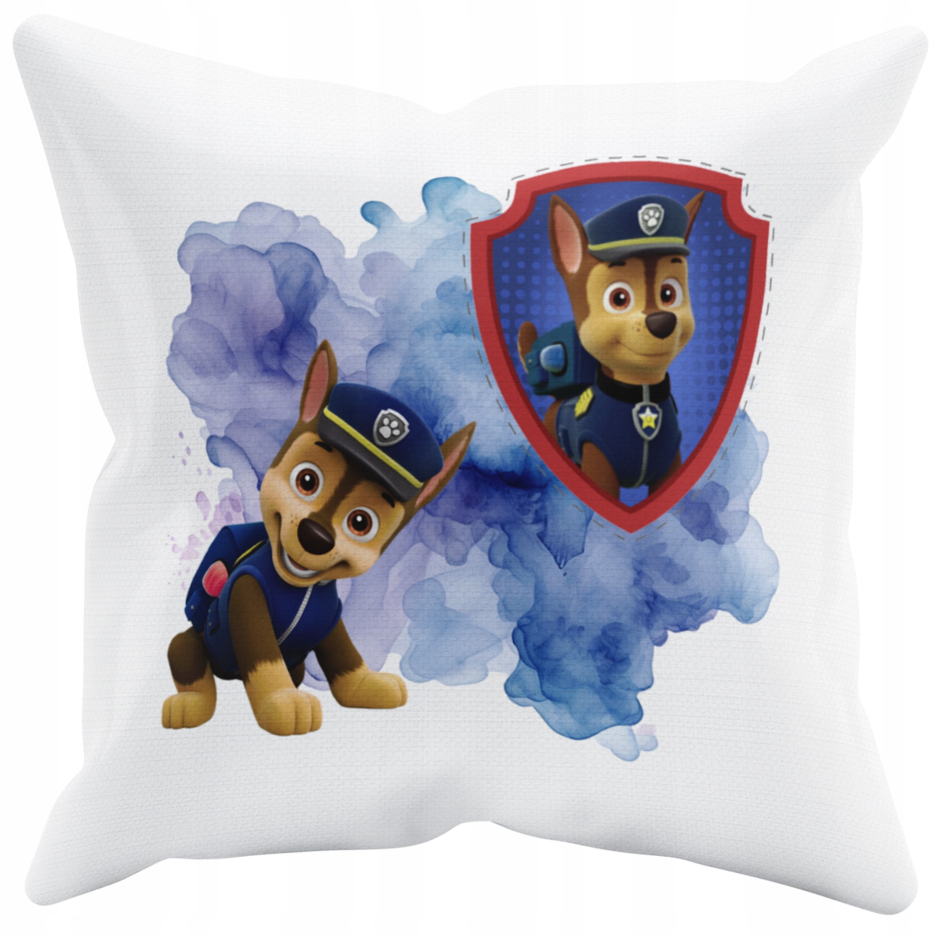 POSZEWKA NA PODUSZKĘ JAŚKA DO PRZEDSZKOLA PSI PATROL CHASE + IMIĘ GRATIS Kolor dominujący biel