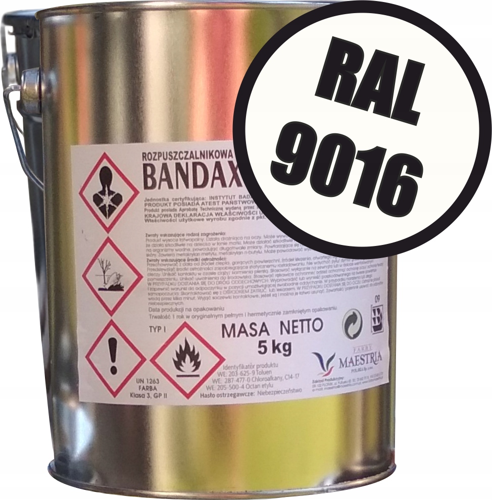 Farba Drogowa Bandax Sprint Biała 3 L/5 Kg Ral 9016