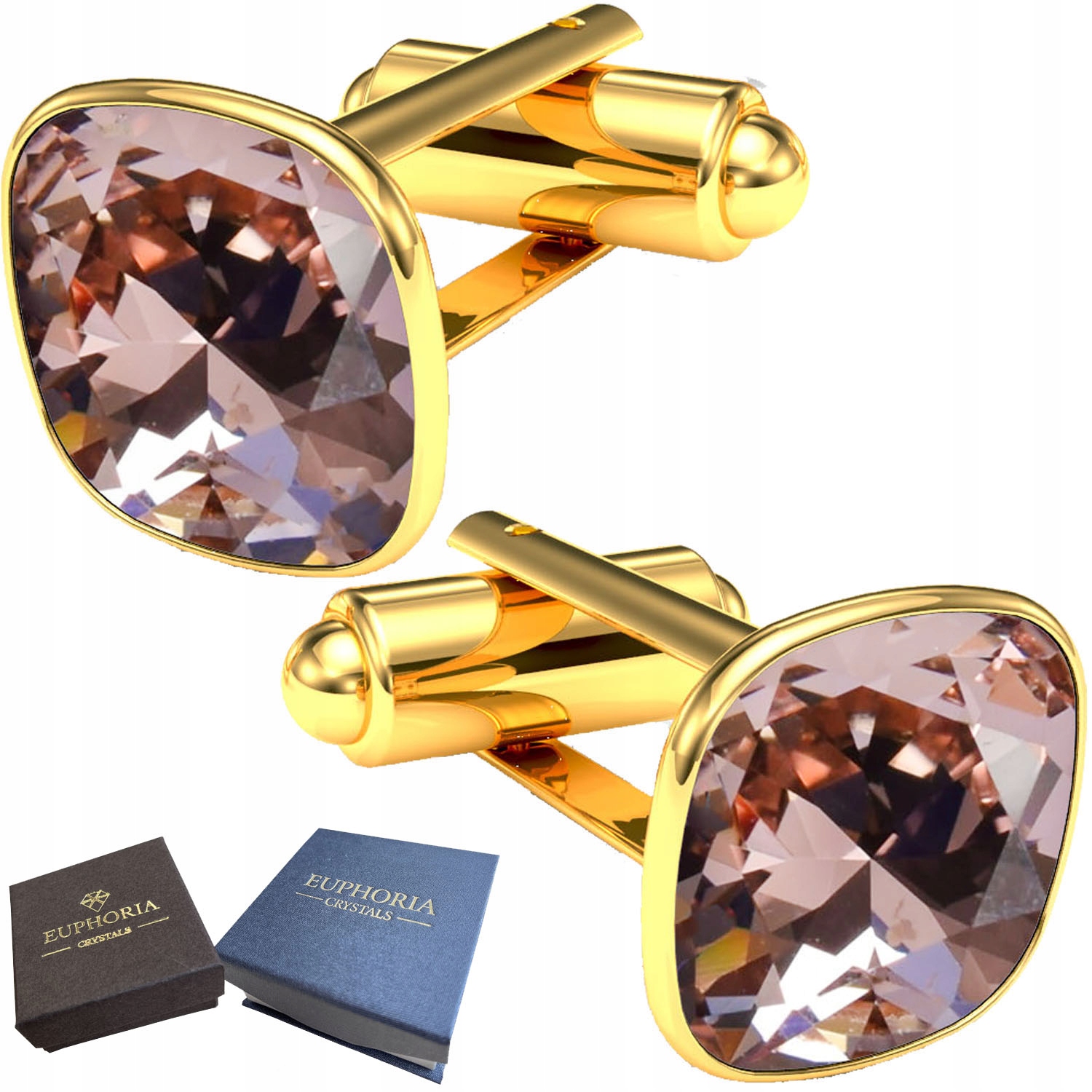 Zlaté Manžetové knoflíčky Košile Stříbro 925 Křišťál Dárek k narozeninám