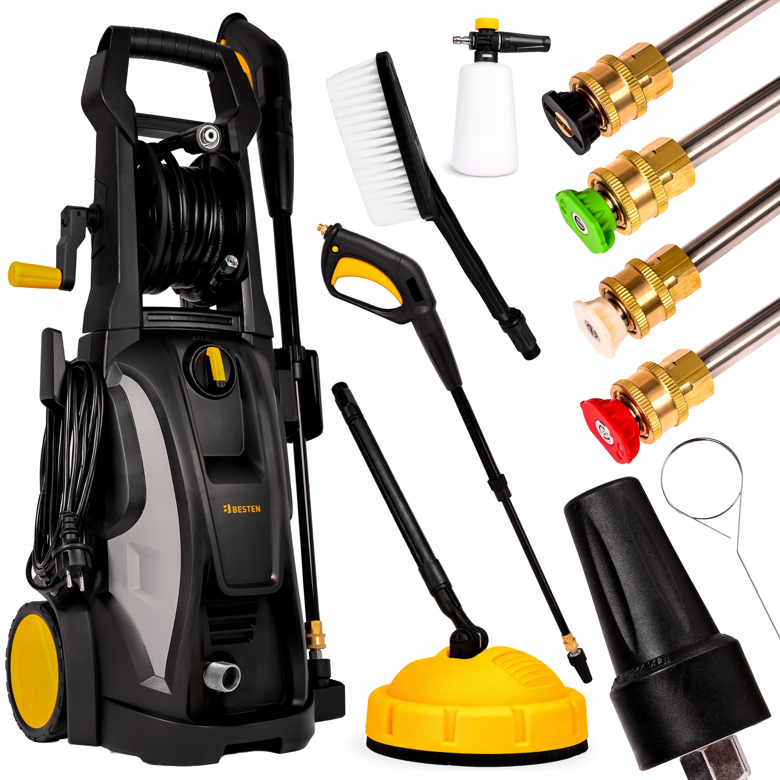 Výkonná Tlaková Myčka 180 bar Hliníková Pumpa 2400 W Besten Turbo Set