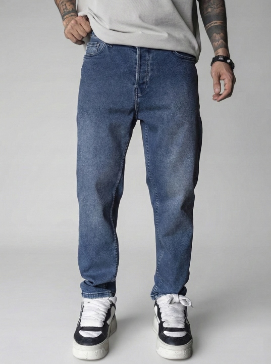 Pánské Džínové Kalhoty Jednoduché Klasické Volné Vintage Modré Denim 29